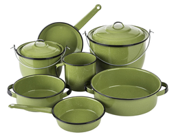 [3684101] Batería de cocina Cinsa 9 piezas peltre línea Clásica Huasteca verde