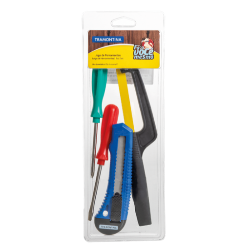 [5011317] Juego de herramientas Tramontina con cúter, destornilladores y mini sierra para metales 4 piezas (ONE SHOT)